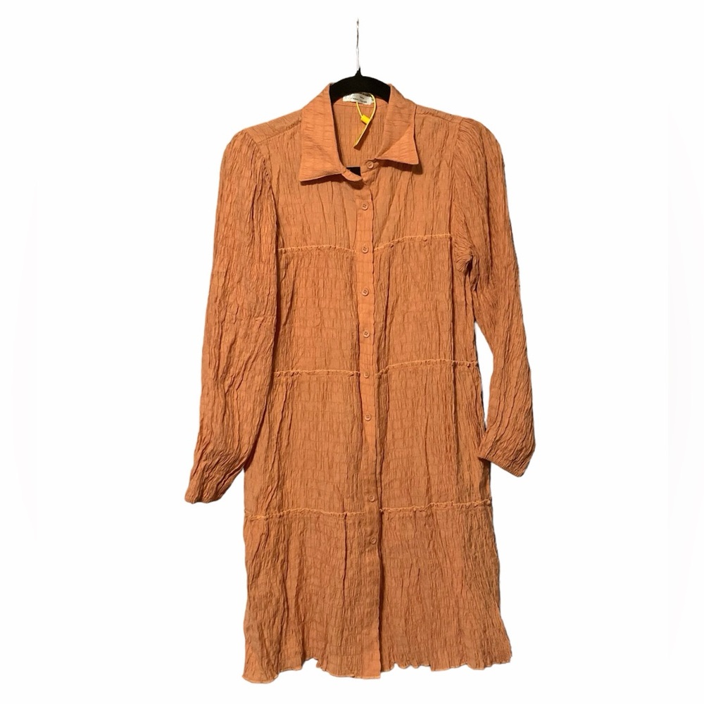 Aoxwomen tiered smocked dress coral orange medium